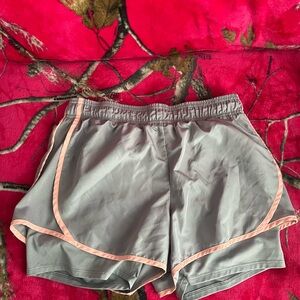 Gray Women's Athletic Shorts with Pink Trim